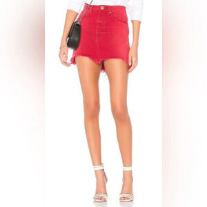 One Teaspoon Vanguard High Waist Denim Skirt in Red Envy Size 27